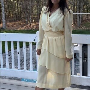 Vintage Leslie Fay Women's Yellow Dress